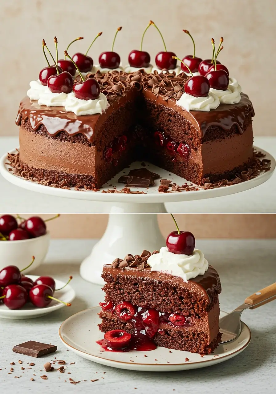 Cherry Chocolate Dream Cake serving
