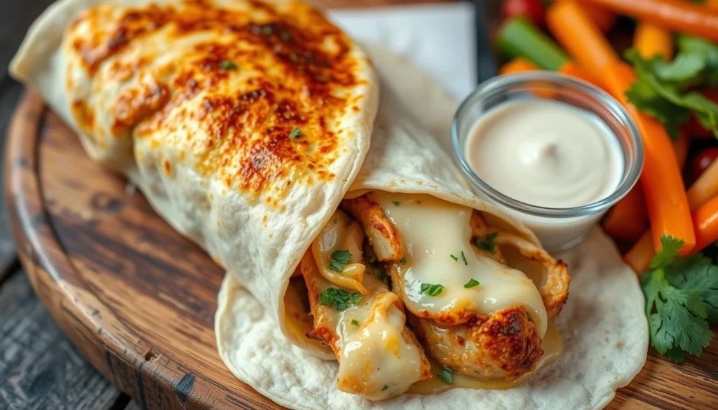 Cheesy Garlic Chicken Wraps