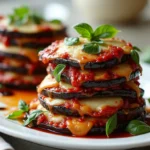 vegetarian eggplant parmesan towers