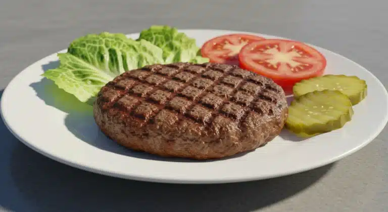 lean beef patty nude served with fresh greens and avocado, a healthy, protein-packed burger alternative