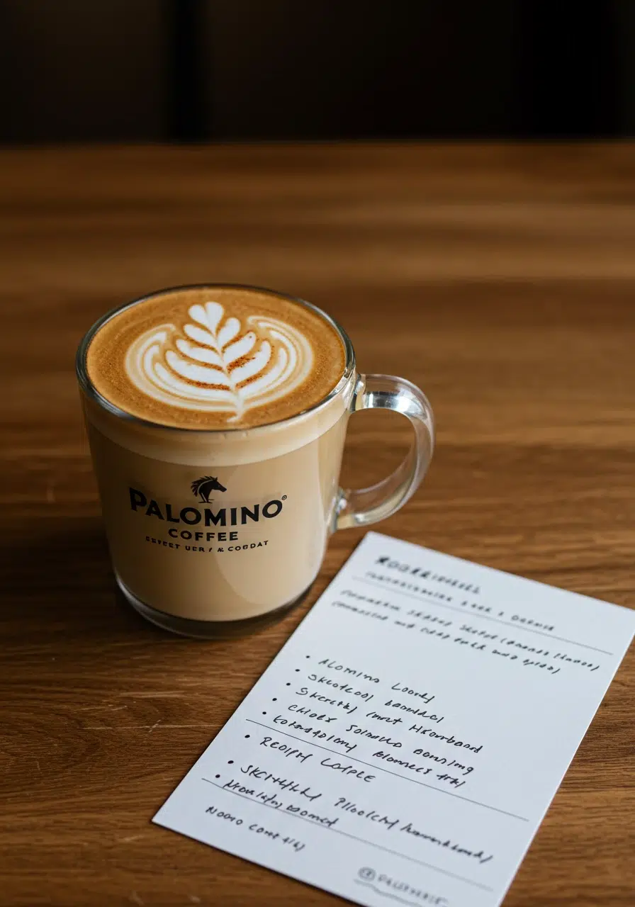 Palomino Coffee Austin sketchy latte recipe card