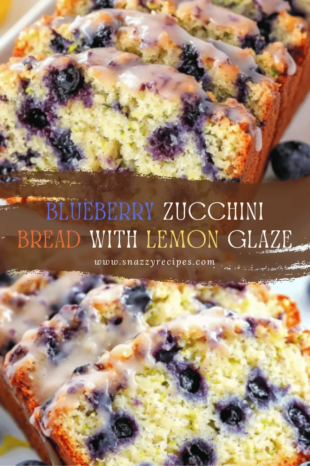 Blueberry Zucchini Bread with lemon Glaze