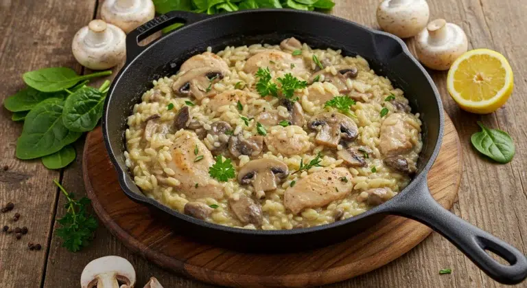 Chicken and Mushroom Orzo Risotto