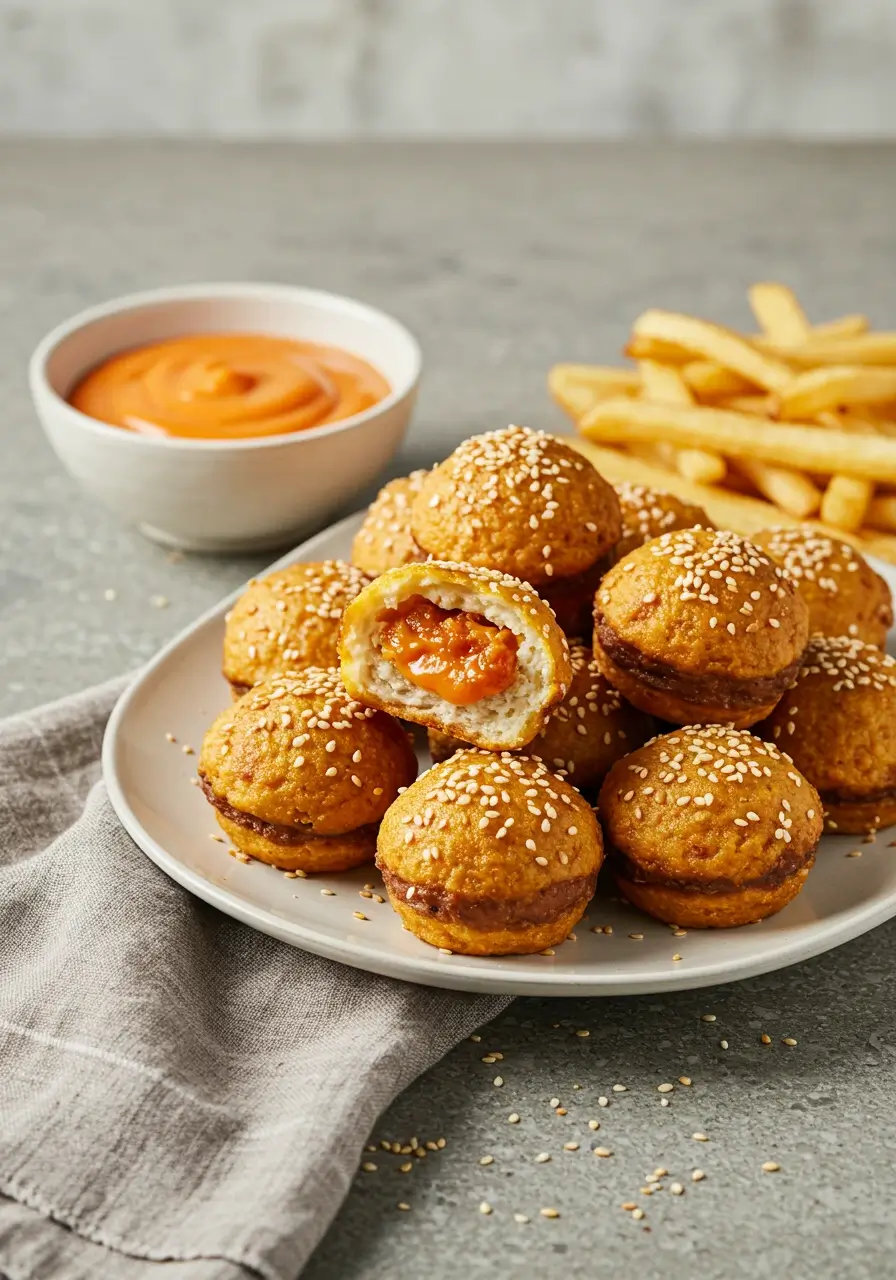 Split Chicken Cheeseburger Bomb showing cheesy filling
