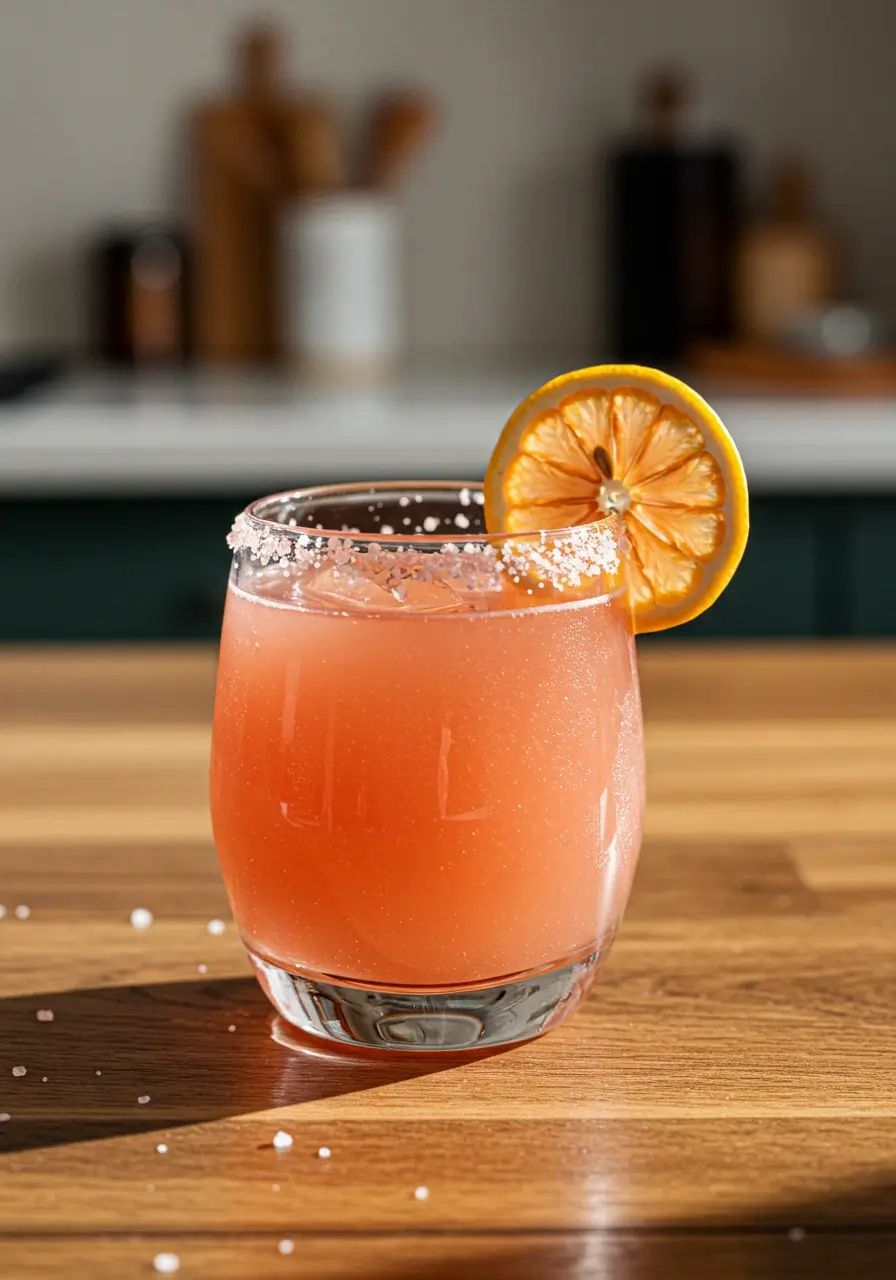 Japanese pink salt recipe drink with lemon garnish