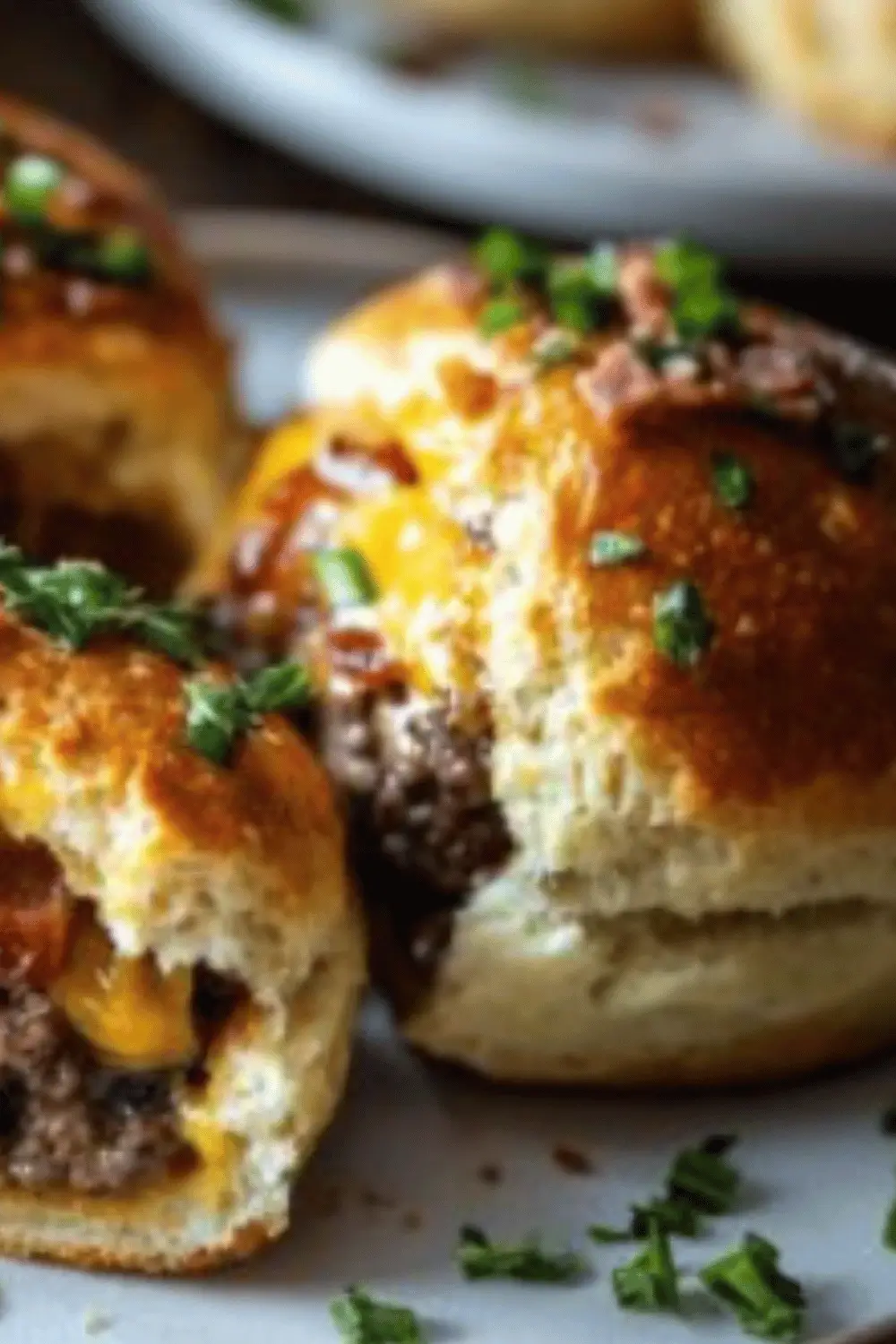 Pizza-style cheeseburger bombs on a plate