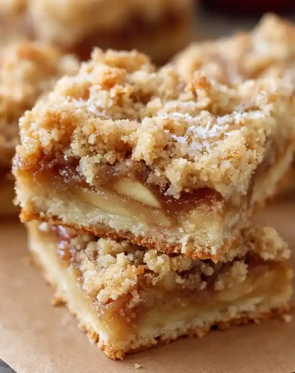 Irresistible Apple Pie Bars with buttery crust, spiced apple filling, and crumbly topping