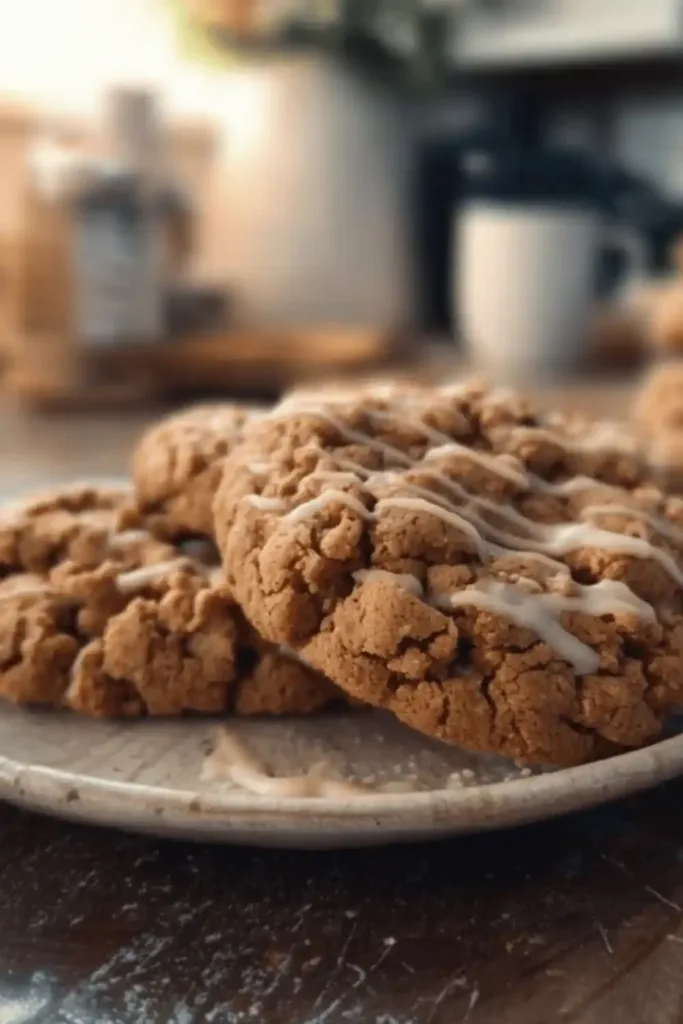 vanilla glaze drizzled over Gilmore Girls Coffee Cake Cookies