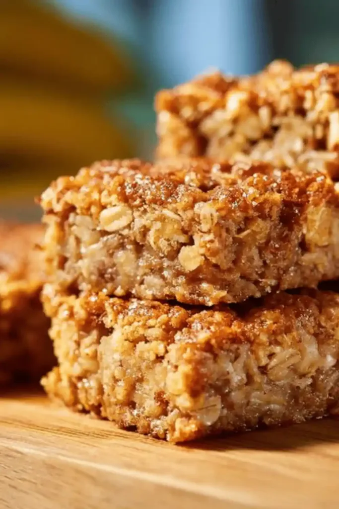 Banana oatmeal mixture spread evenly in baking dish