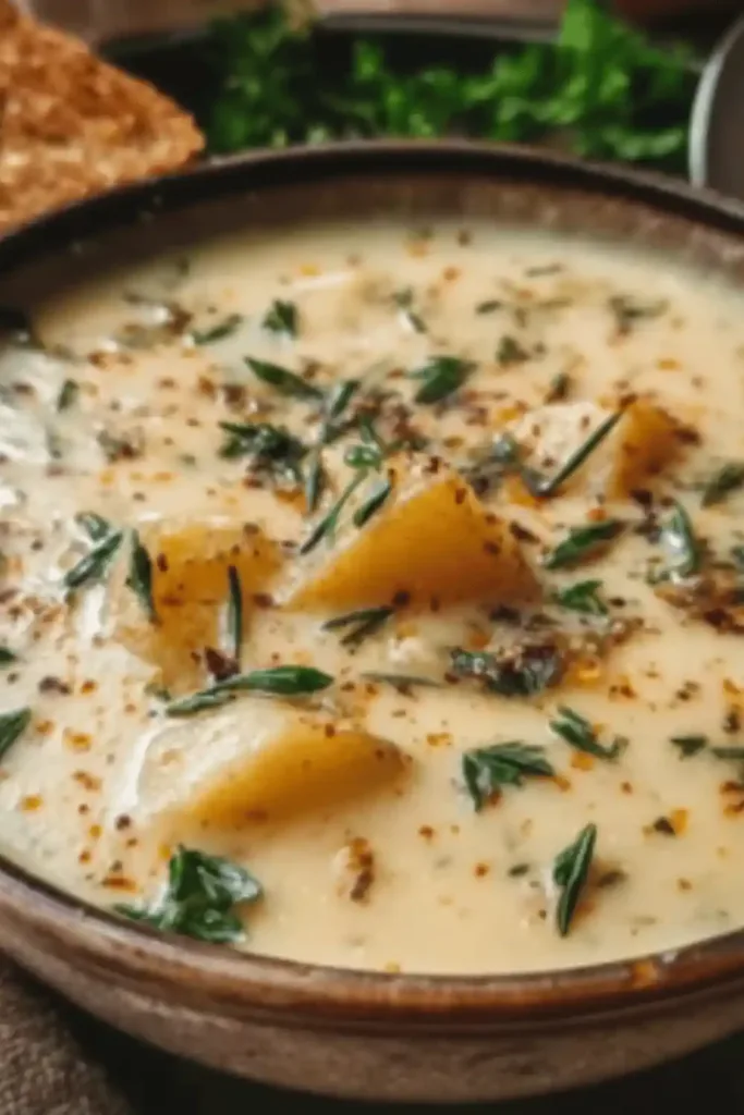 Cheddar Garlic Herb Potato Soup Recipe