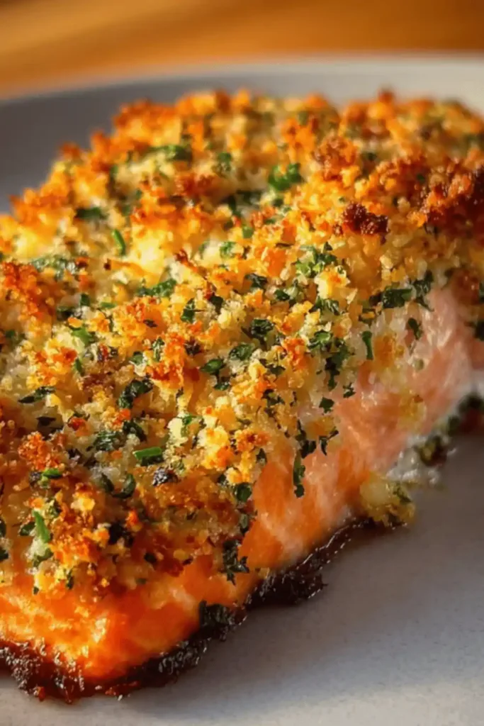 Crispy Parmesan Crusted Baked Salmon combines flaky, tender salmon with a golden, crunchy Parmesan crust