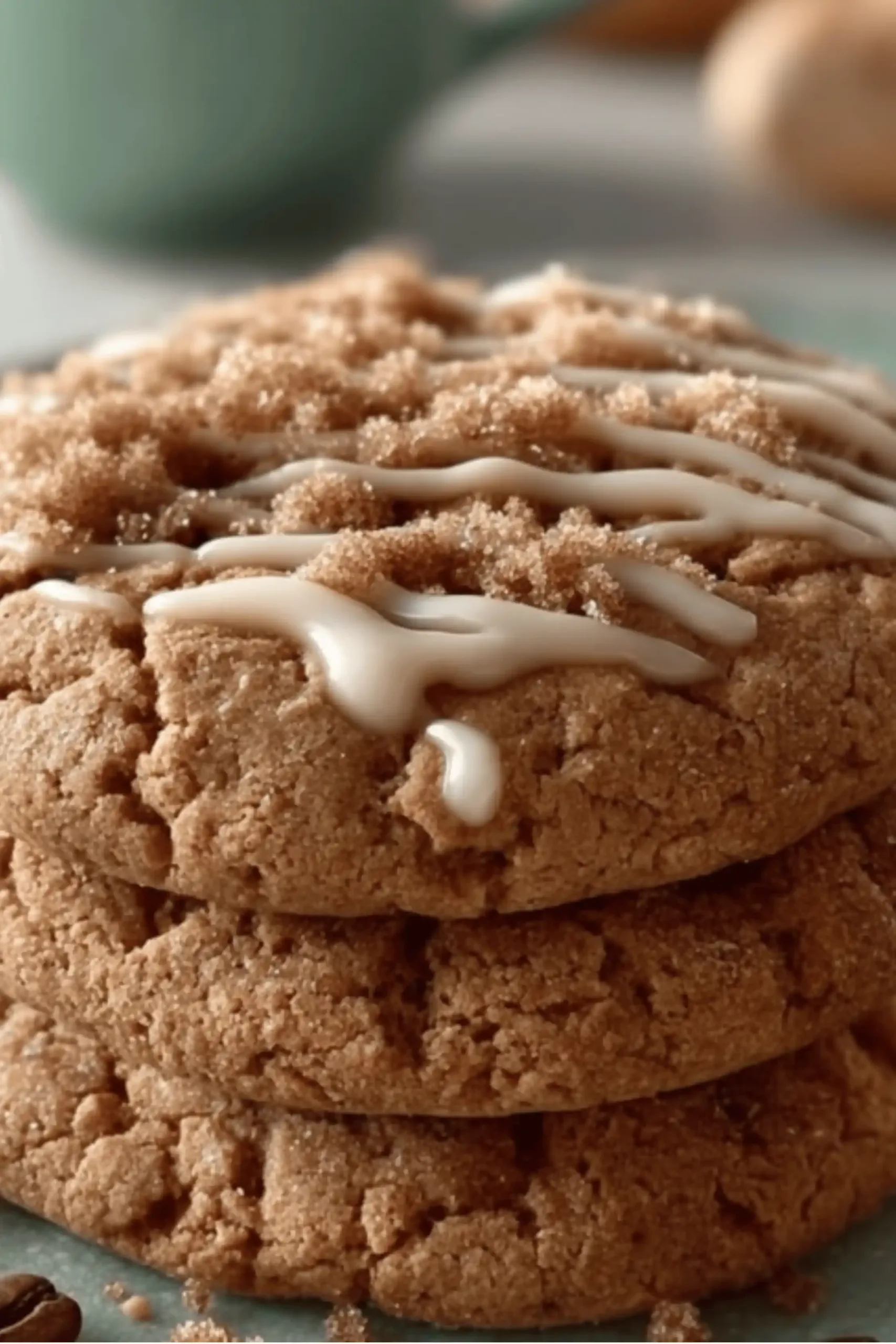 Gilmore Girls Coffee Cake Cookies topped with buttery cinnamon streusel and a light coffee glaze.
