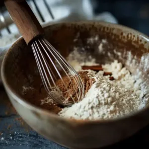 In a bowl, whisk together the flour, baking powder, salt, cinnamon, brown sugar, and granulated sugar.