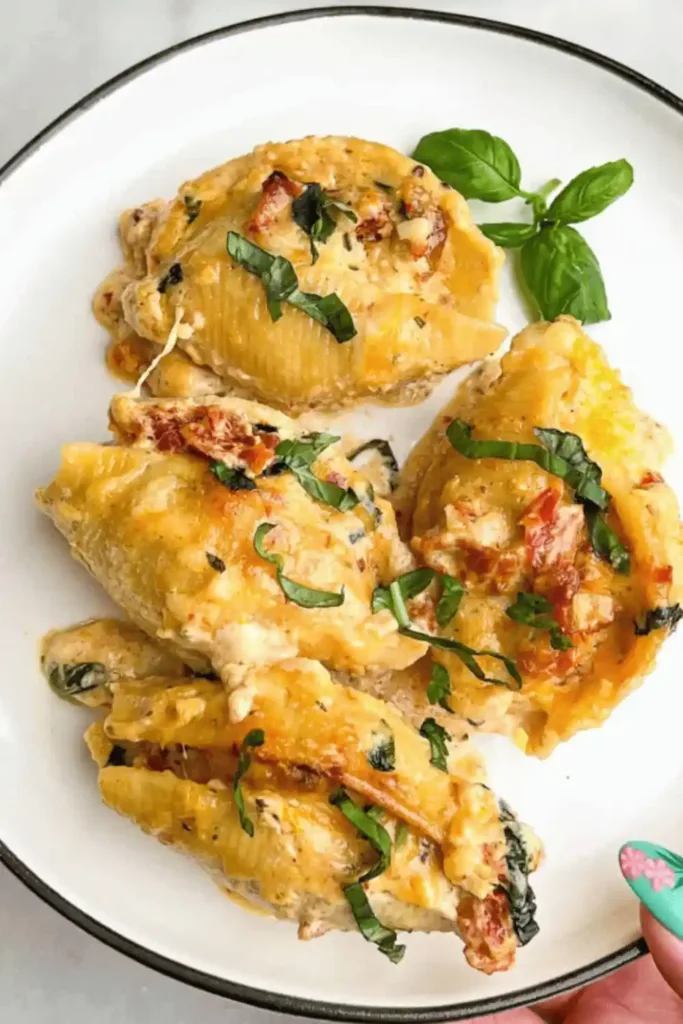Marry Me Chicken Stuffed Shells served