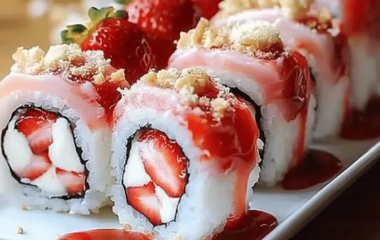 Creative and Cute Strawberry Shortcake Sushi Roll Dessert Recipe