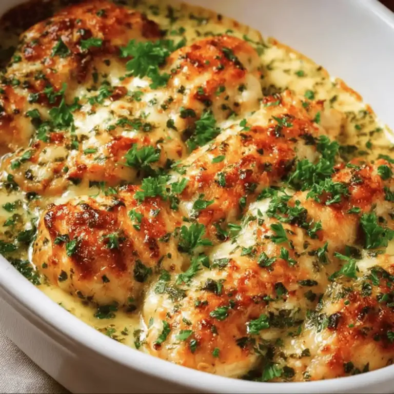 Oil-baked chicken breast topped with ranch seasoning in a baking dish