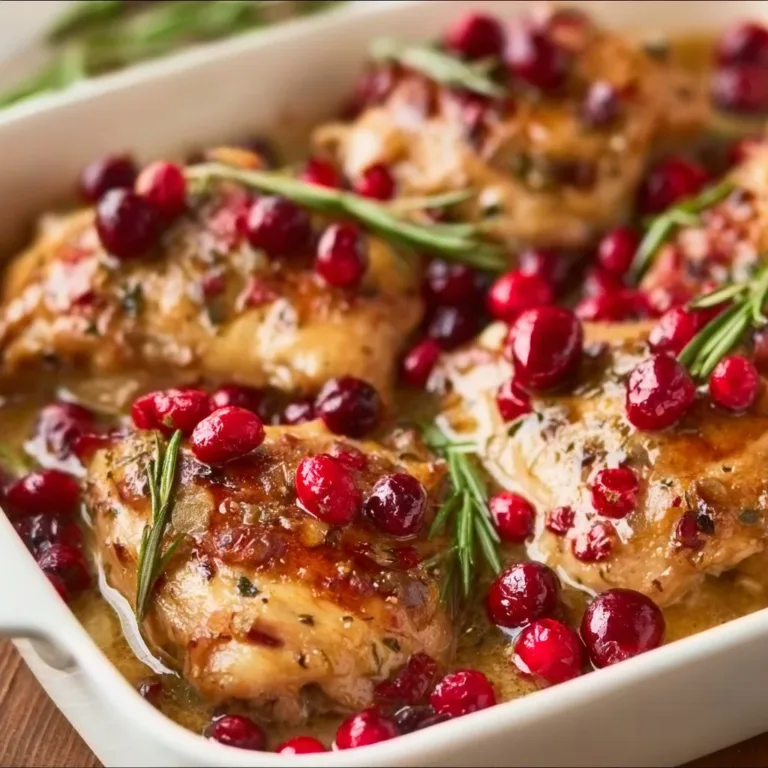 Holiday Chicken with Cranberries and Rosemary recipe, ideal for festive dinners