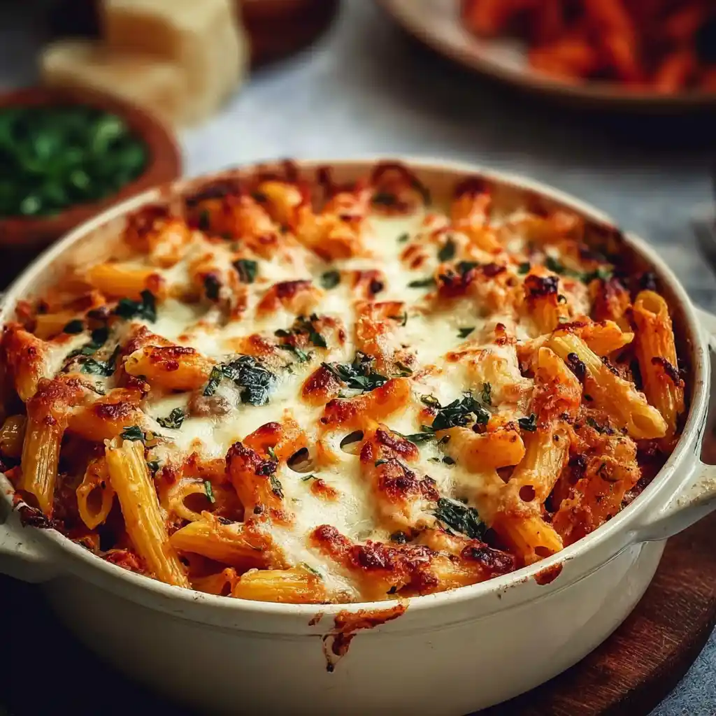 Baked Penne Pasta with Mozzarella recipe