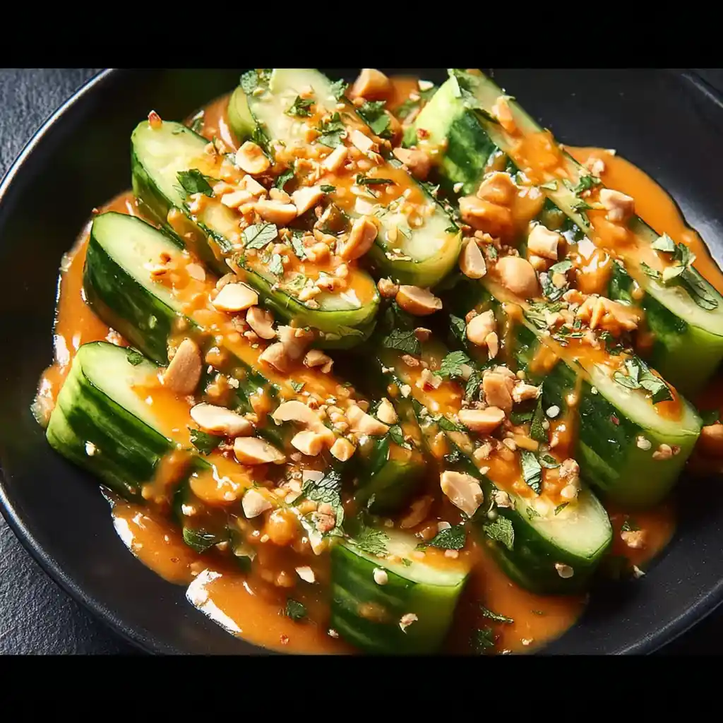 Easy Cucumbers in Spicy Peanut Sauce