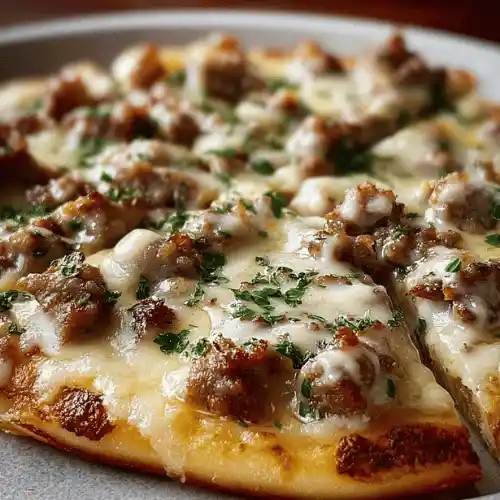 Breakfast Sausage Gravy Biscuit Pizza