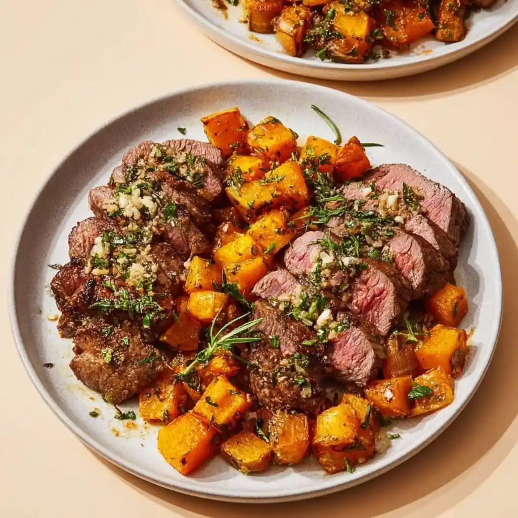 Butternut Squash Garlic Herb Steak quick recipe