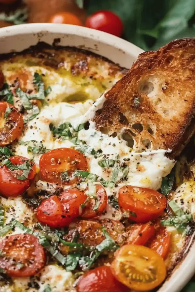 Delicious Caprese Dip served in a bowl 