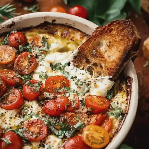 Delicious Caprese Dip served in a bowl