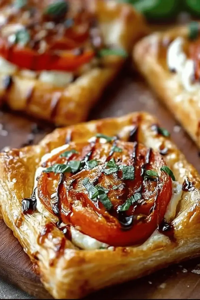 Delicious Tomato Mozzarella Puff Pastry Tarts