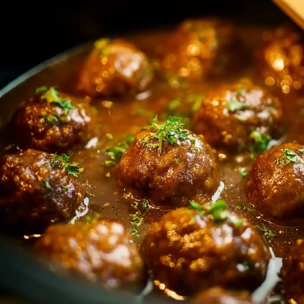 Slow Cooker Meatballs and Gravy easy recipe