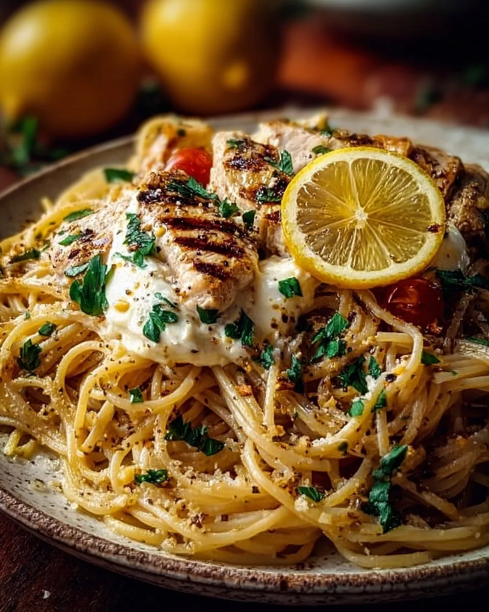 Chicken Spaghetti with Creamy Burrata and Lemon Butter Sauce