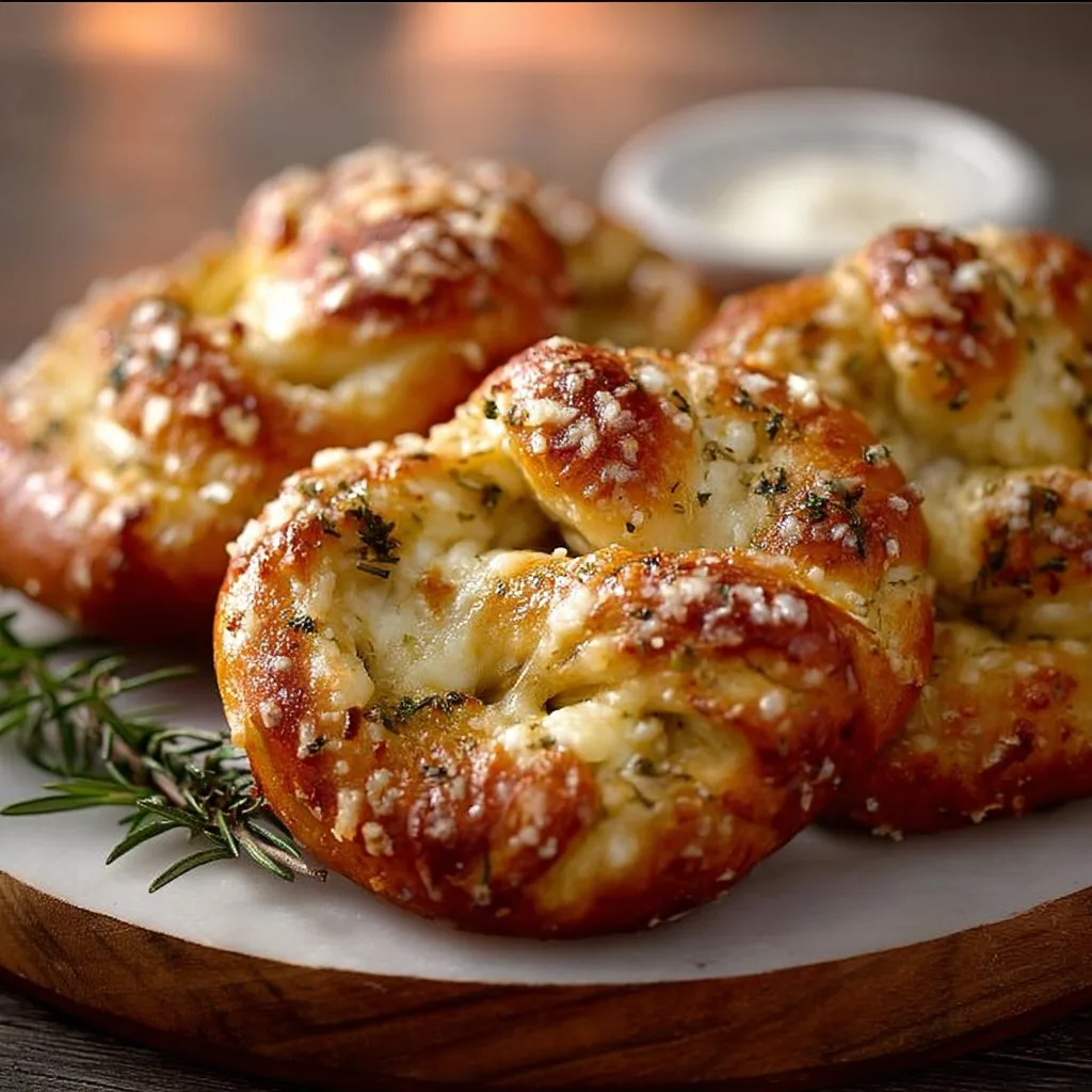 Irresistible Mozzarella Stuffed Rosemary Parmesan Pretzels