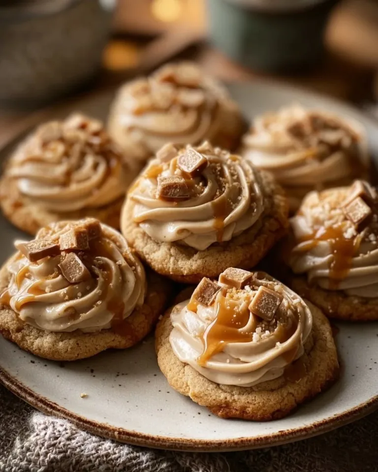 Delicious Butterbeer Cookies with Butterscotch Frosting on a wooden table