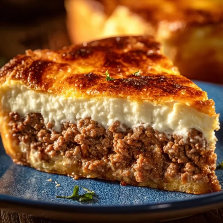 Cheesy Beef Pie with tender beef and melting cheese in flaky pastry