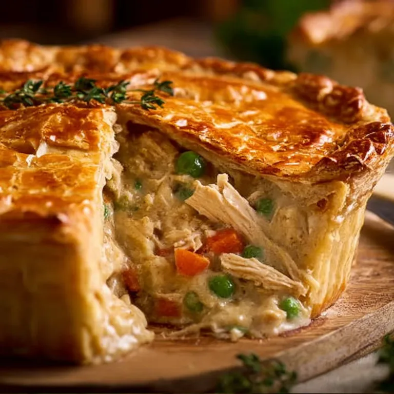 Homemade Chicken Pot Pie with golden crust and hearty filling