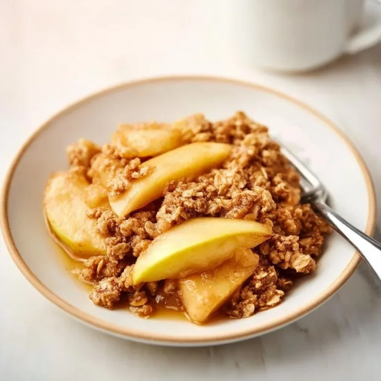 Delicious Classic Apple Crisp Oats served in a bowl with fresh apples on top.