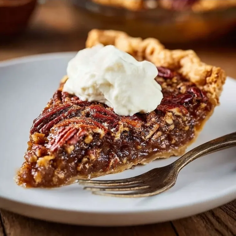 Classic pecan pie with a golden crust and rich, nutty filling