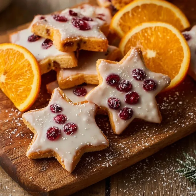 Freshly baked Cranberry Orange Shortbread Cookies on a plate