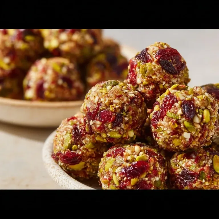 Cranberry Pistachio Bites arranged on a plate, showcasing their vibrant colors and textures.