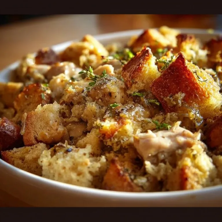 Crock Pot Chicken and Stuffing dish ready to serve