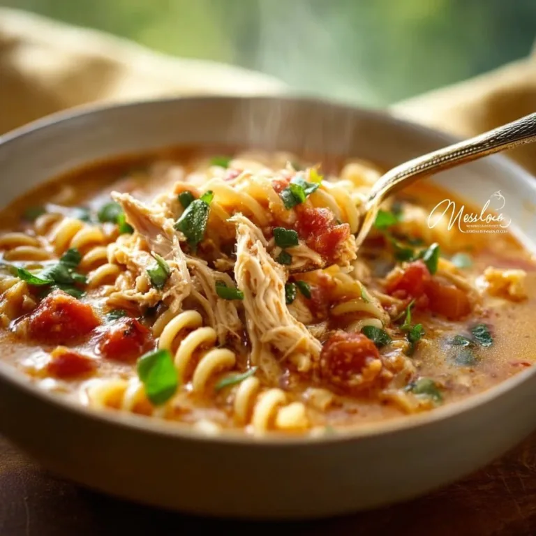 A bowl of hearty Crockpot Chicken Parmesan Soup topped with cheese and herbs