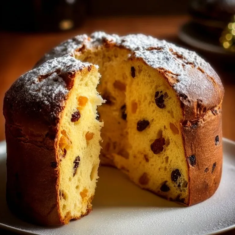 Homemade Easy Classic Italian Panettone with fruit and nuts