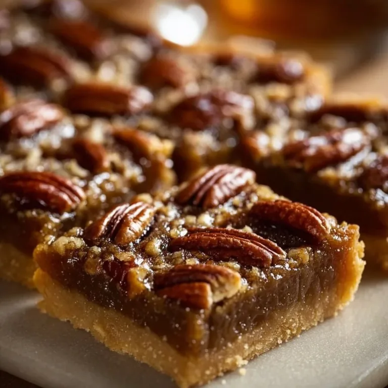 Delicious easy pecan pie bars on a wooden cutting board