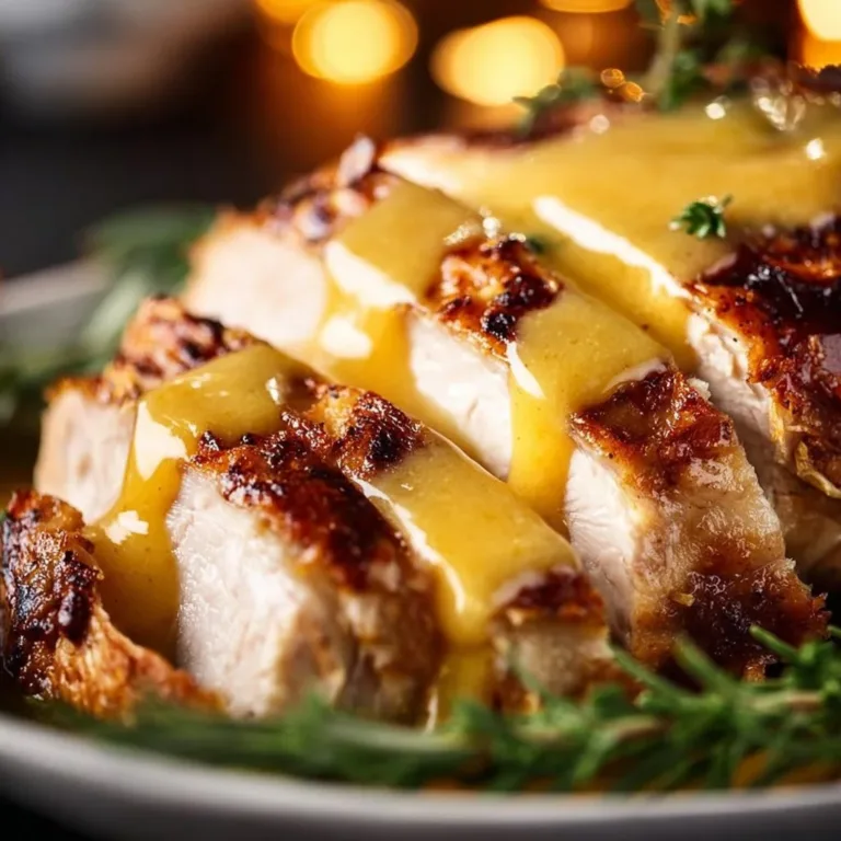Homemade easy turkey gravy served on a white plate for Thanksgiving dinner.