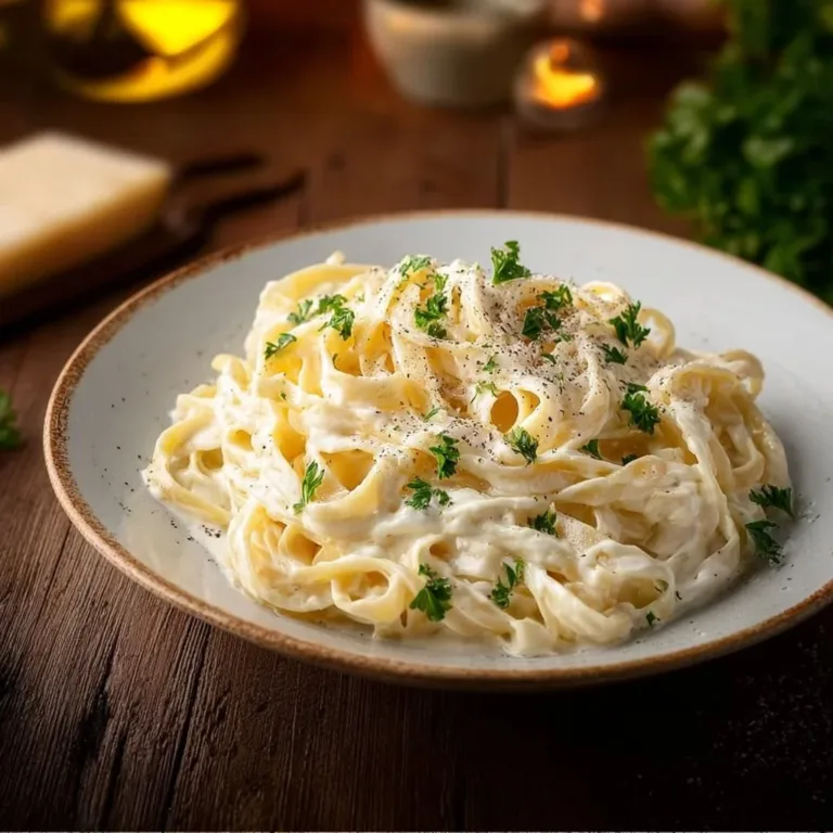 Creamy Fettuccine Alfredo pasta with parmesan and spices