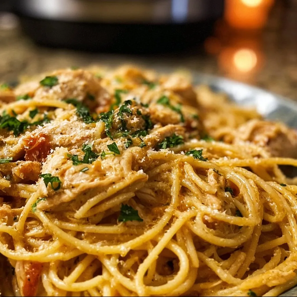 Crockpot Chicken Spaghetti