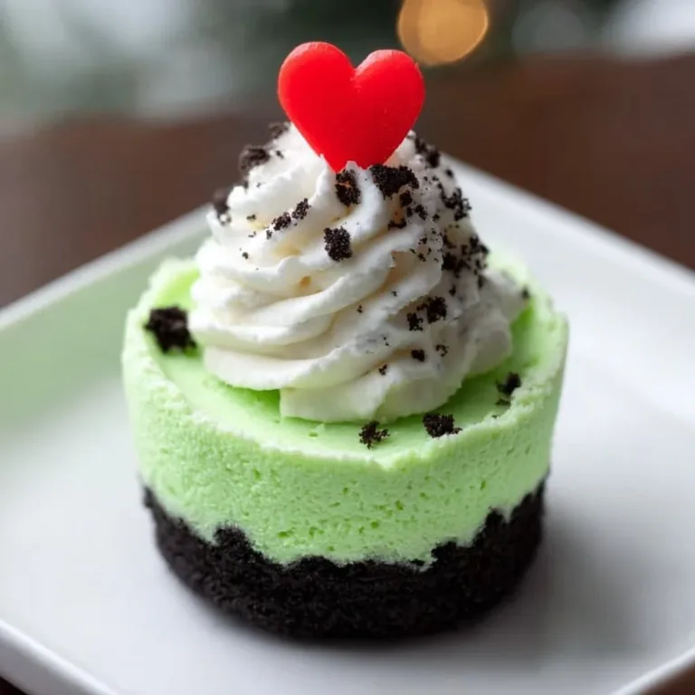 Grinch mini cheesecakes decorated for Christmas, a festive dessert option