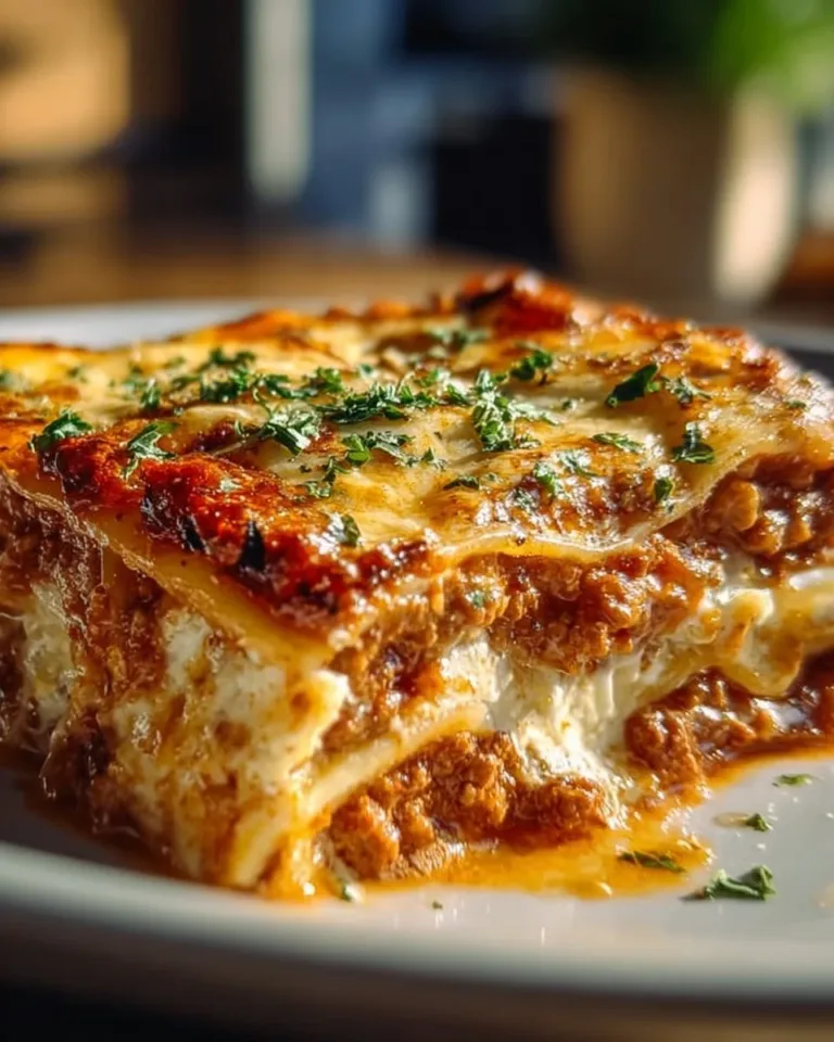 High protein cottage cheese lasagna with layers of cheese and pasta