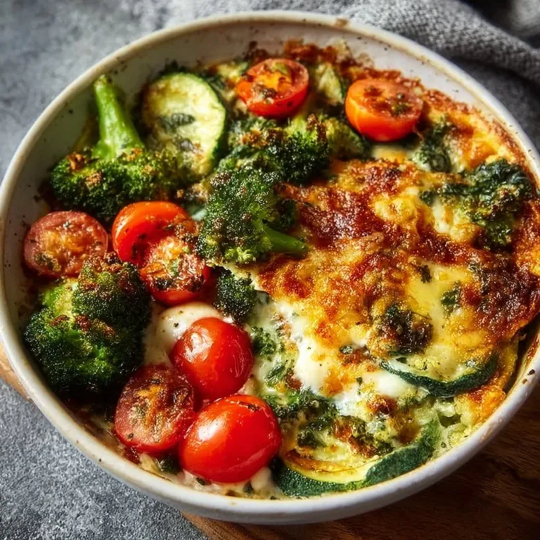 High-protein veggie bake with cottage cheese served on a plate