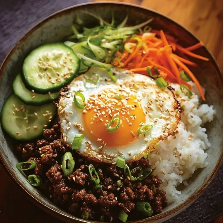 Korean Ground Beef Bowl garnished with green onions and sesame seeds