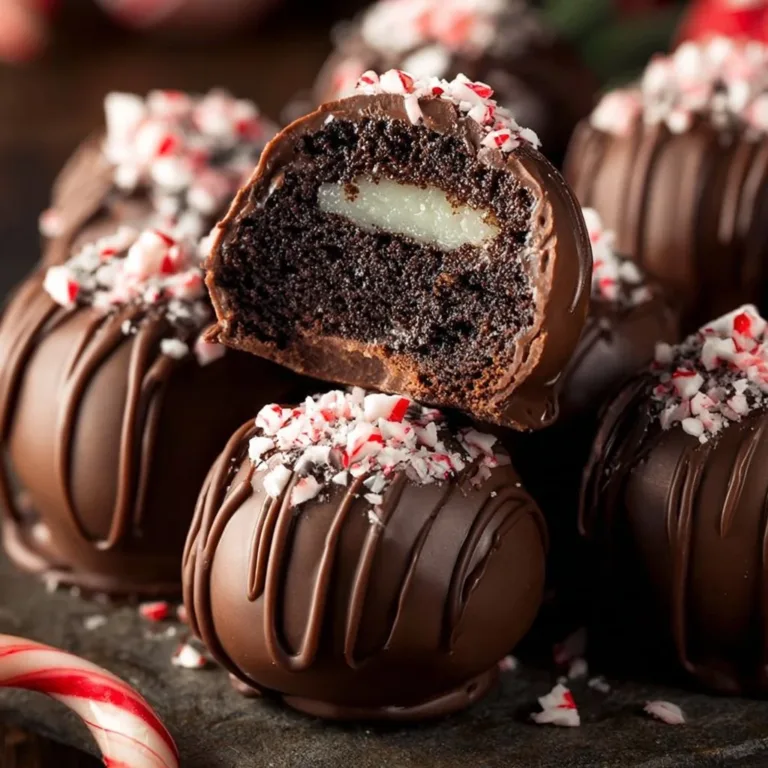 Peppermint Oreo truffles garnished with crushed peppermint candy canes.